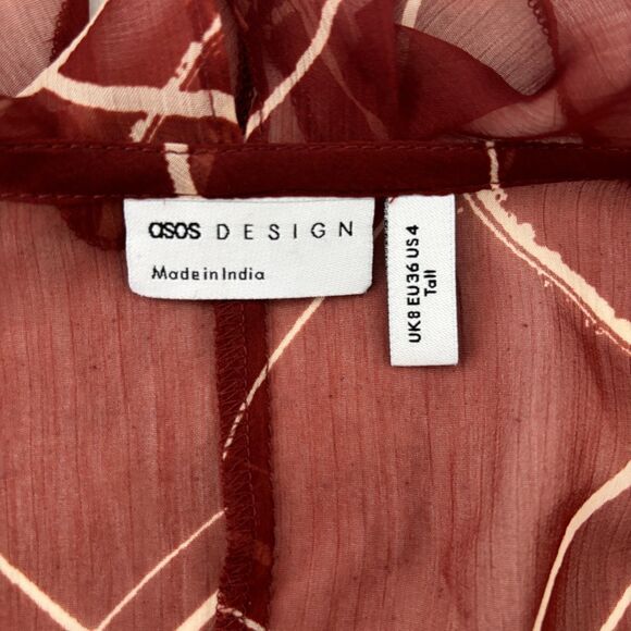 Asos Womens Sheer Brown Top Size 4 - Picture 3 of 8